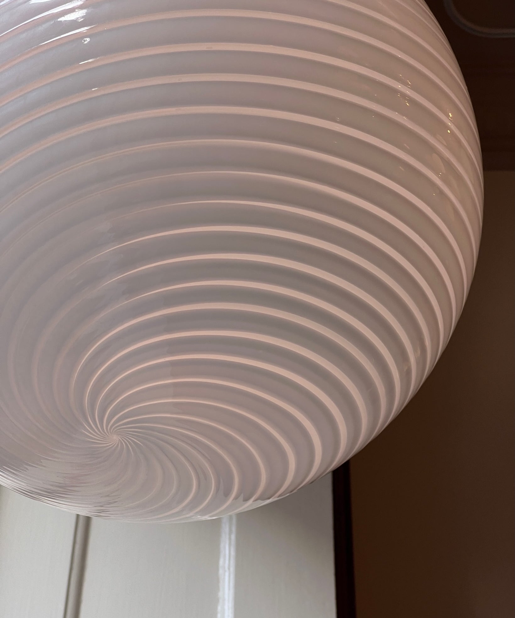 Vintage Murano white swirl ceiling lamp (D40)