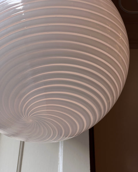 Vintage Murano white swirl ceiling lamp (D40)