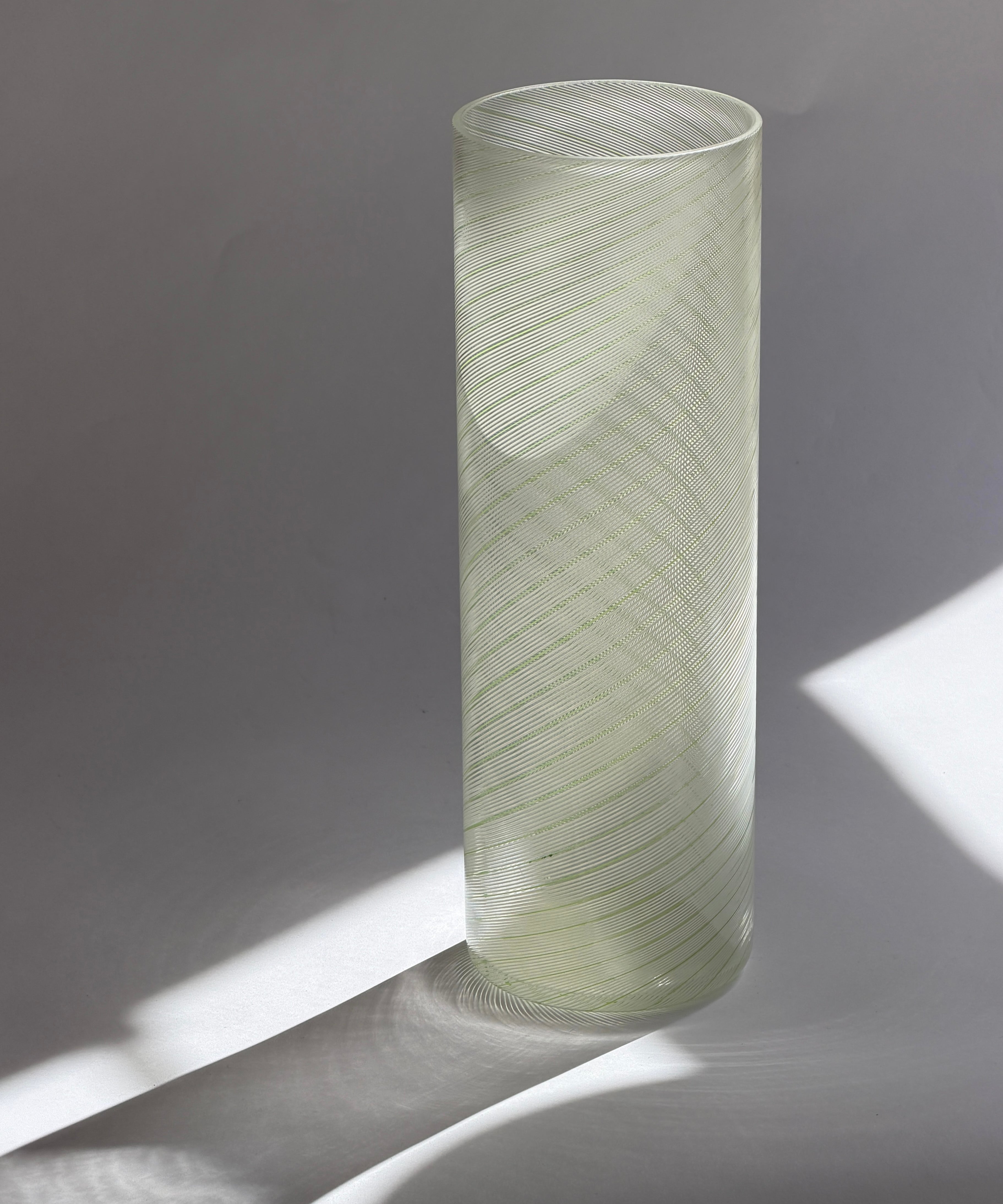 Vintage green / white swirl Murano vase
