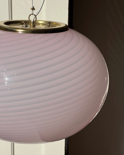 Vintage oval pink swirl Murano ceiling lamp (D45)