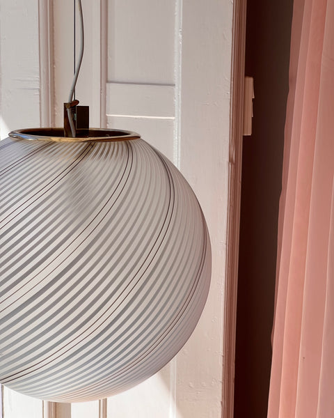 Vintage white/black/blured Murano swirl ceiling lamp (D40)