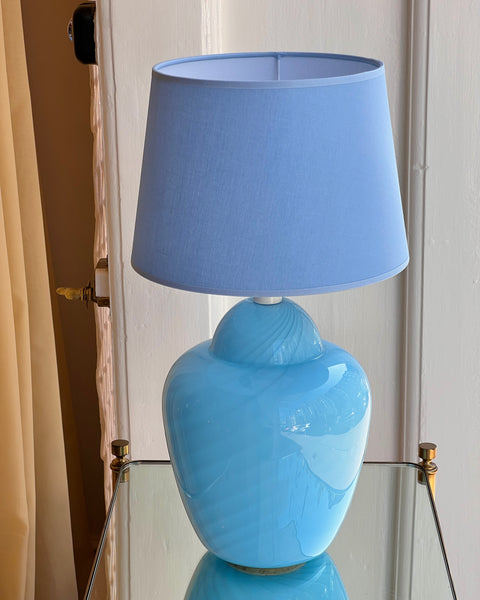 Vintage light blue swirl Murano table lamp (Medium) (with shade)
