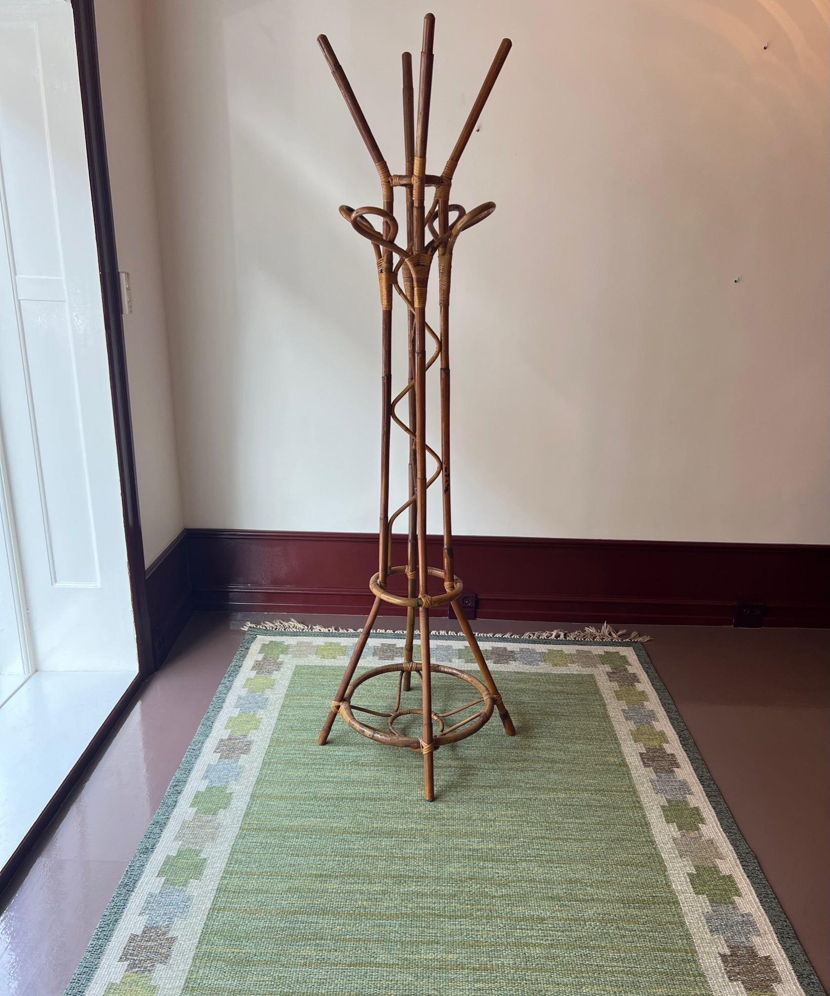 Vintage rattan coat stand