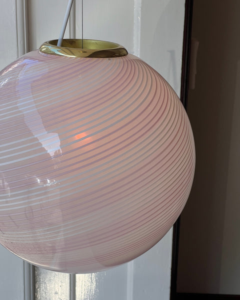 Vintage Murano pink swirl ceiling lamp (D35)