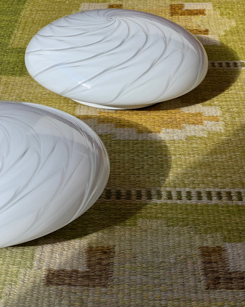 Vintage Murano white swirl ceiling/wall lamp (D30) (2 available)