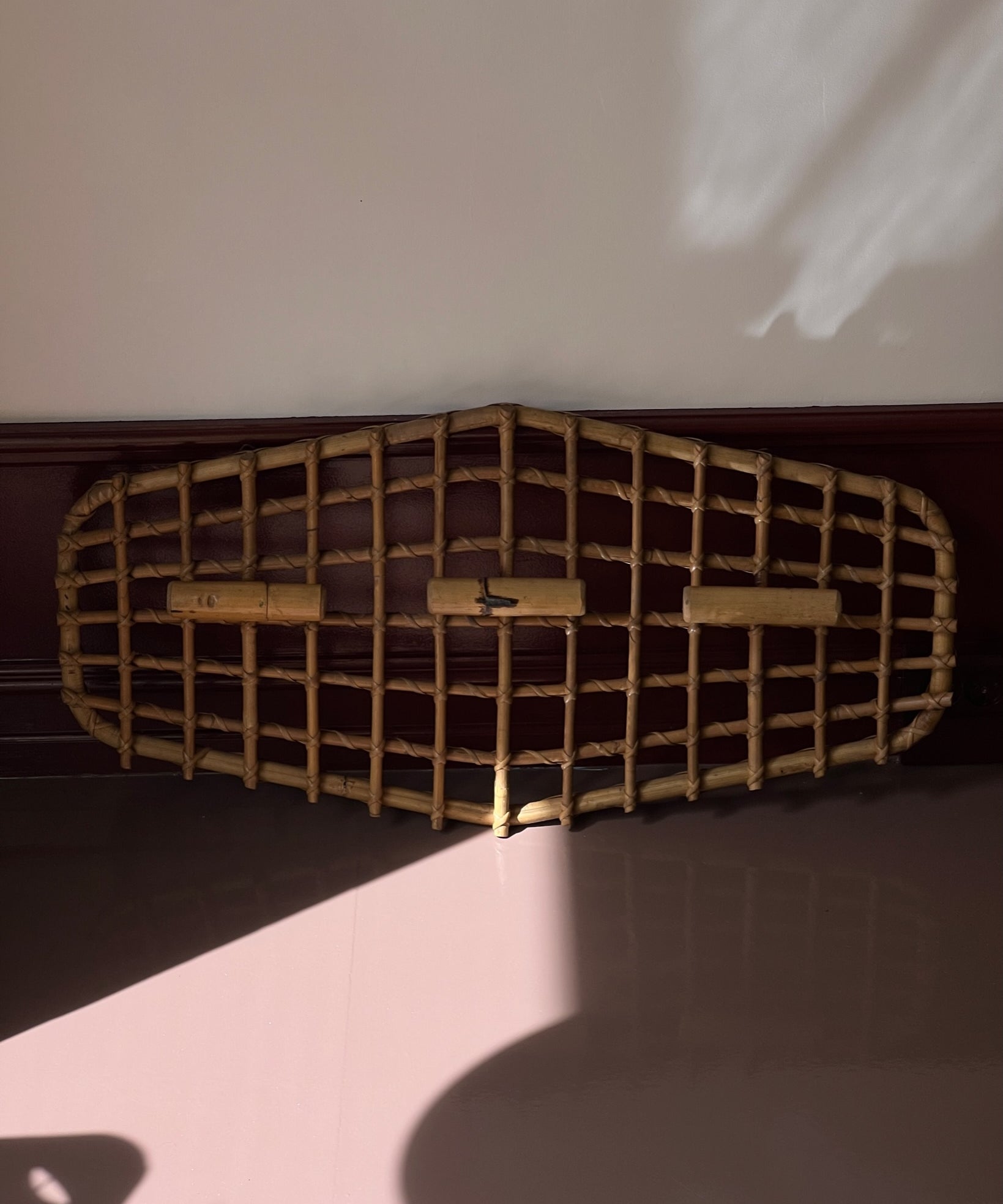 Vintage rattan coat rack
