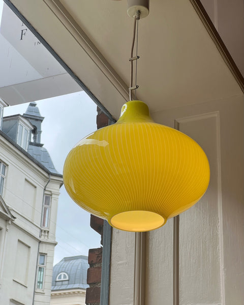 Vintage Massimo Vignelli yellow/white ceiling lamp