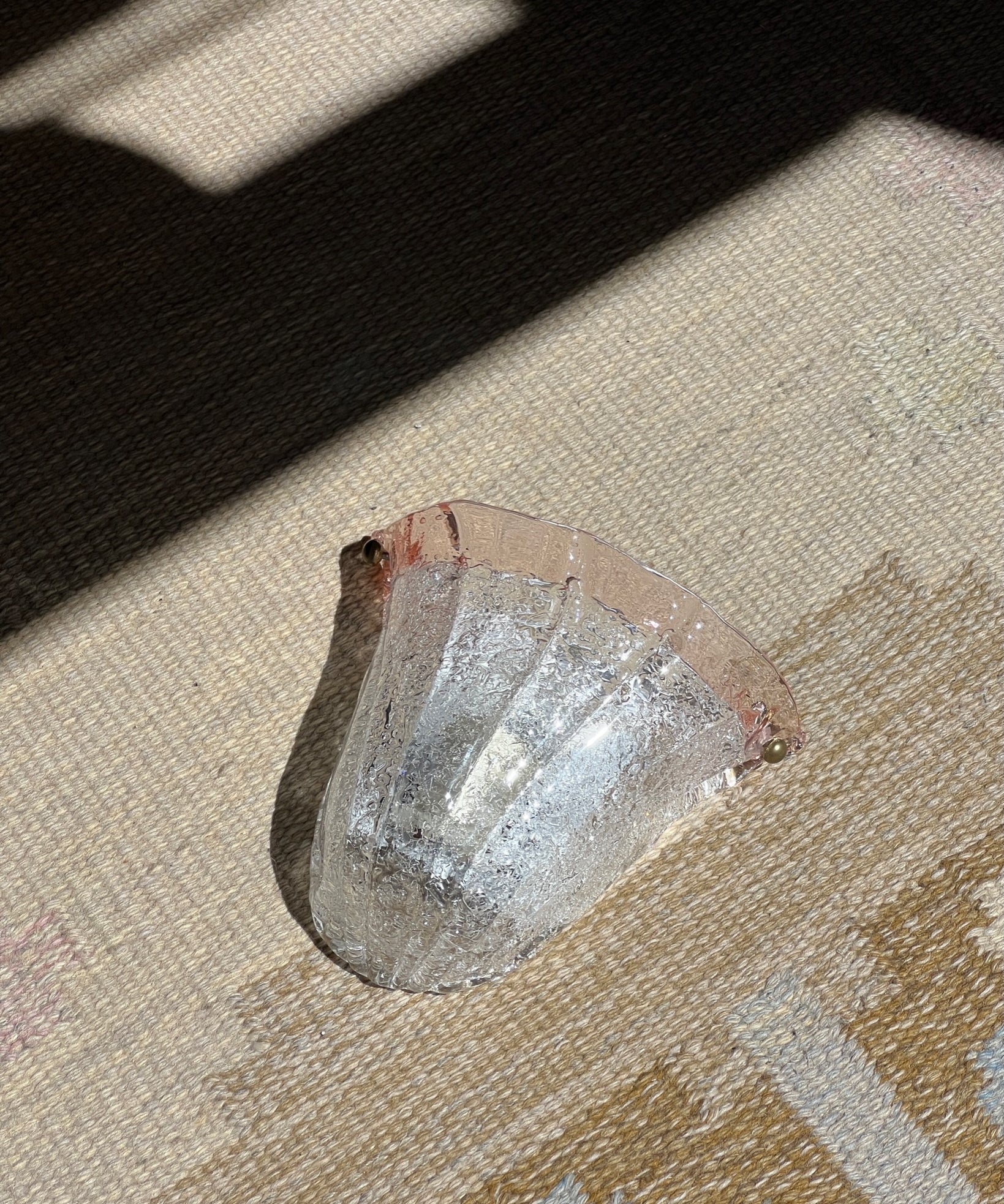 Vintage pink/clear Murano shell wall lamp