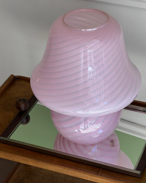 Vintage bubblegum pink Murano mushroom table lamp - Large