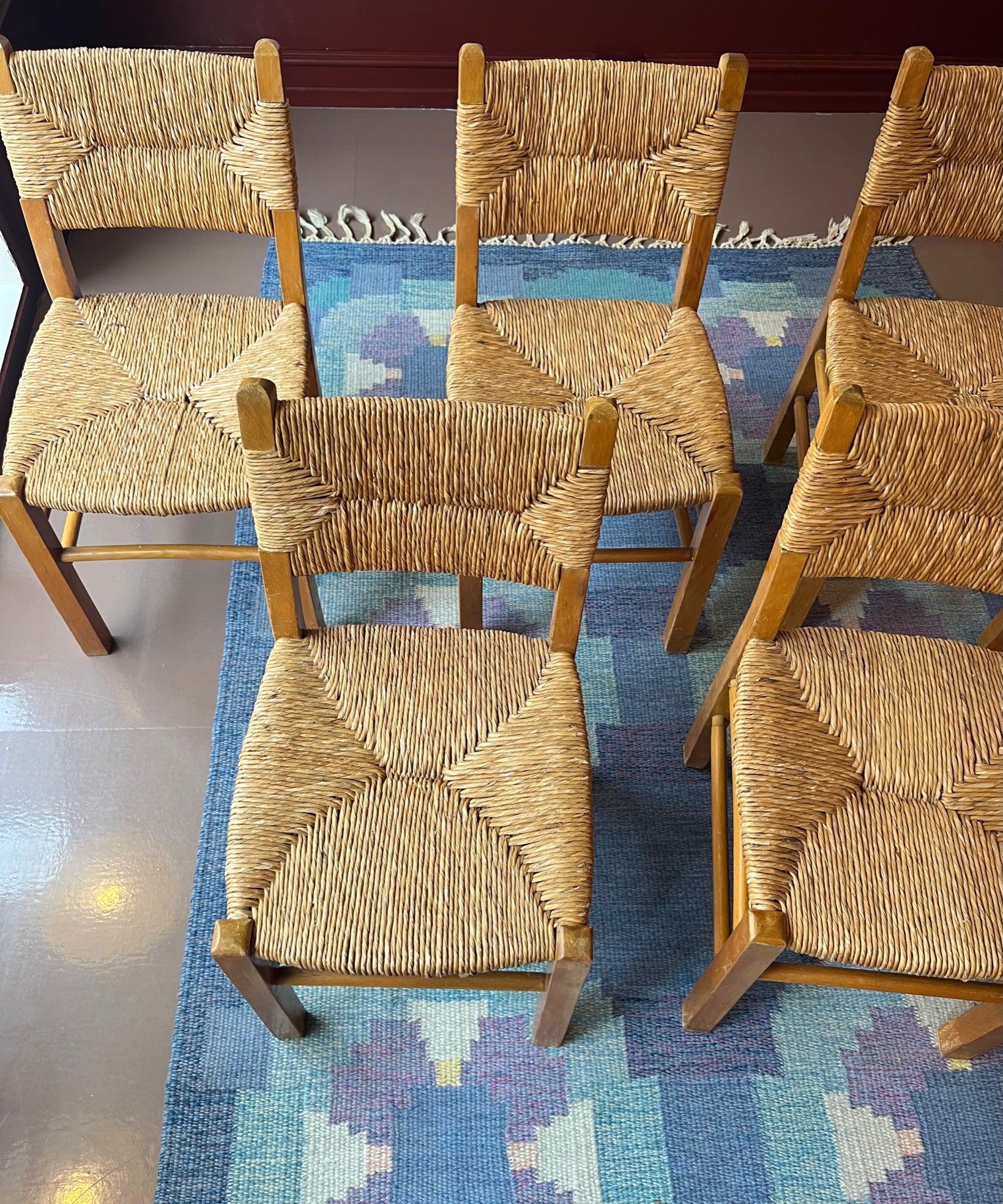 Vintage wicker and wood chair, Sweden, 1950s (5 available)