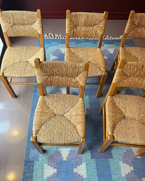 Vintage wicker and wood chair, Sweden, 1950s (5 available)
