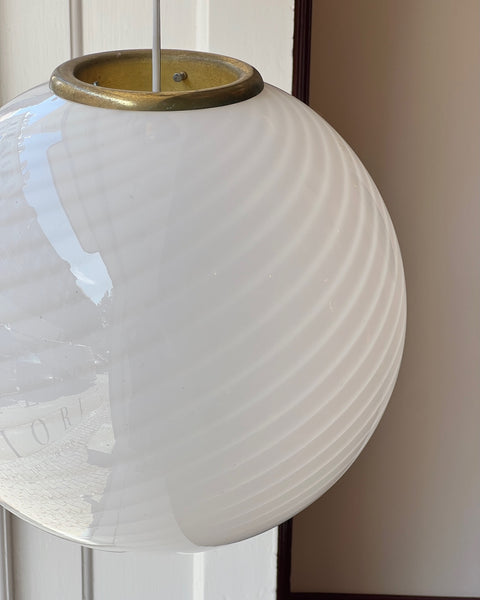 Vintage Murano white swirl ceiling lamp (D40)
