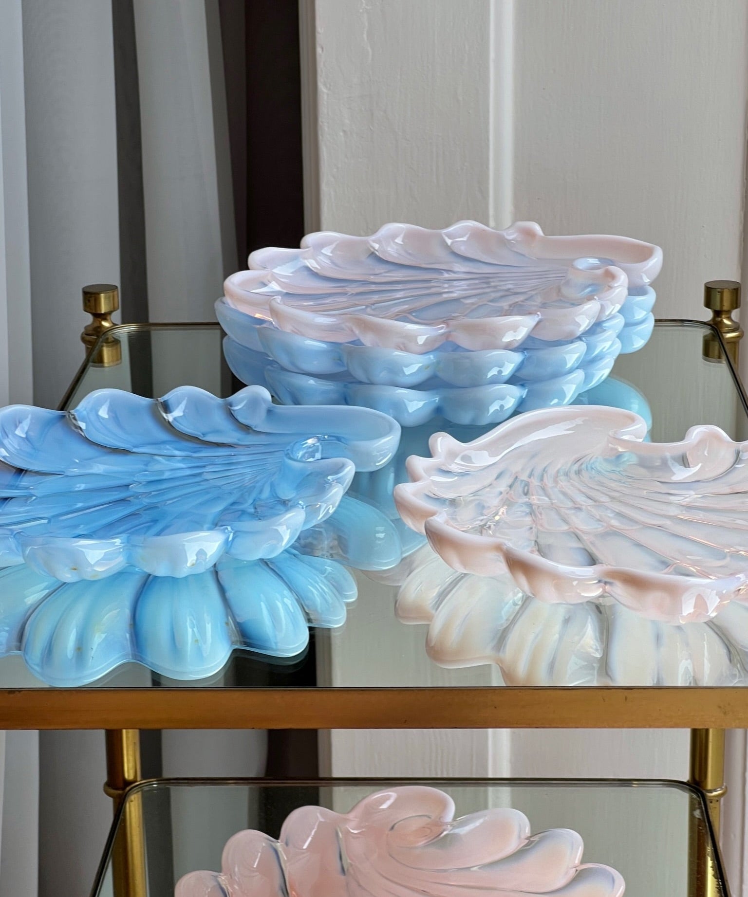Vintage opal pink shell plate