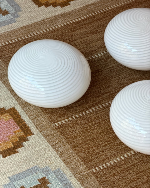 Vintage Murano white swirl ceiling/wall lamp (D28) (3 available)