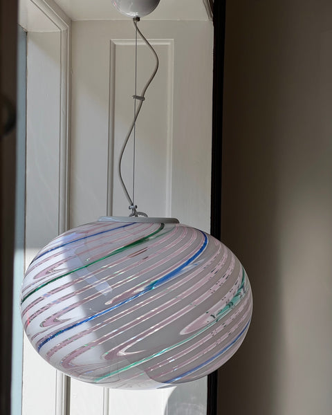 Vintage oval Murano multi-coloured/transparent ceiling lamp (D50)