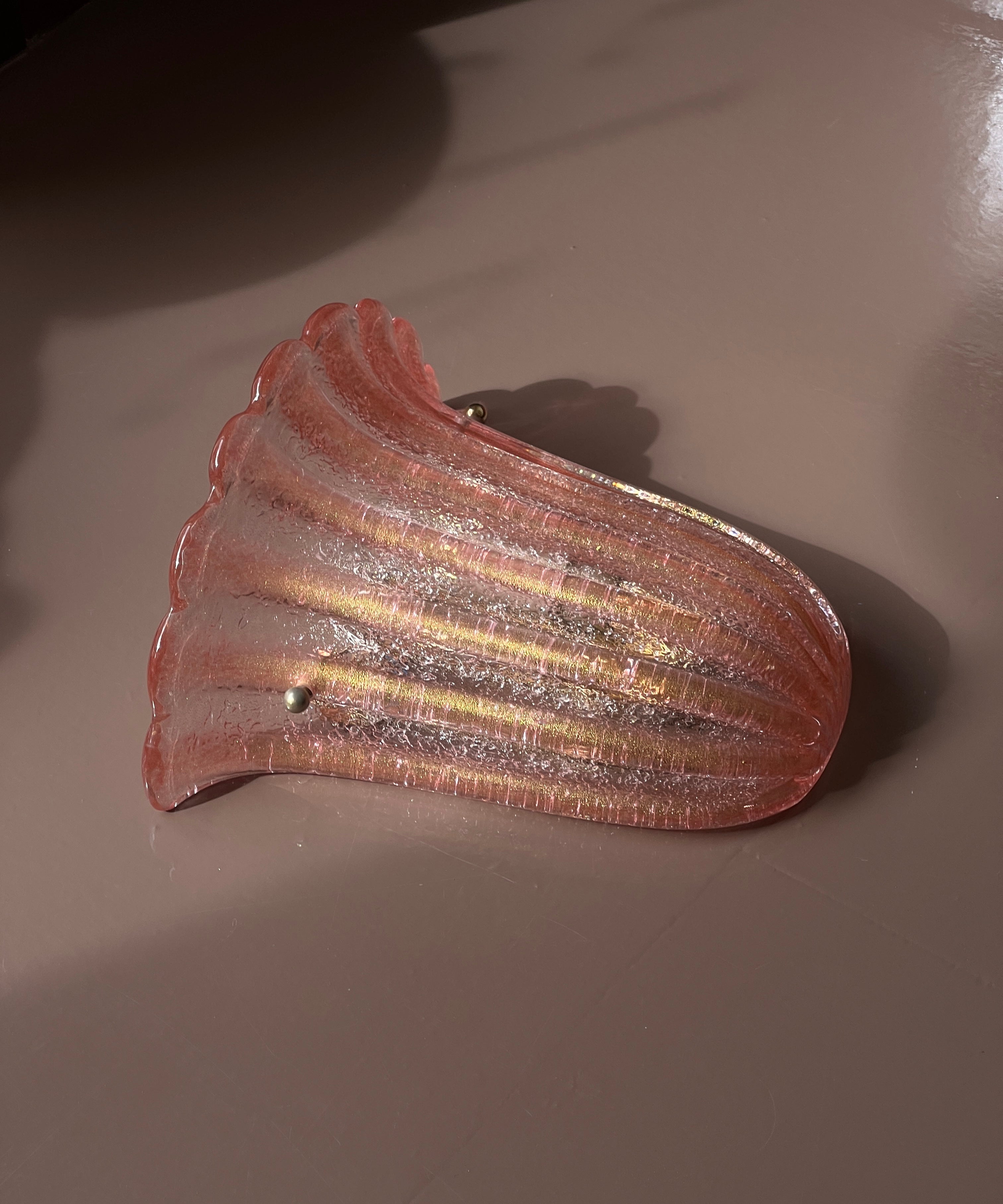 Vintage pink / golden Murano wall lamp