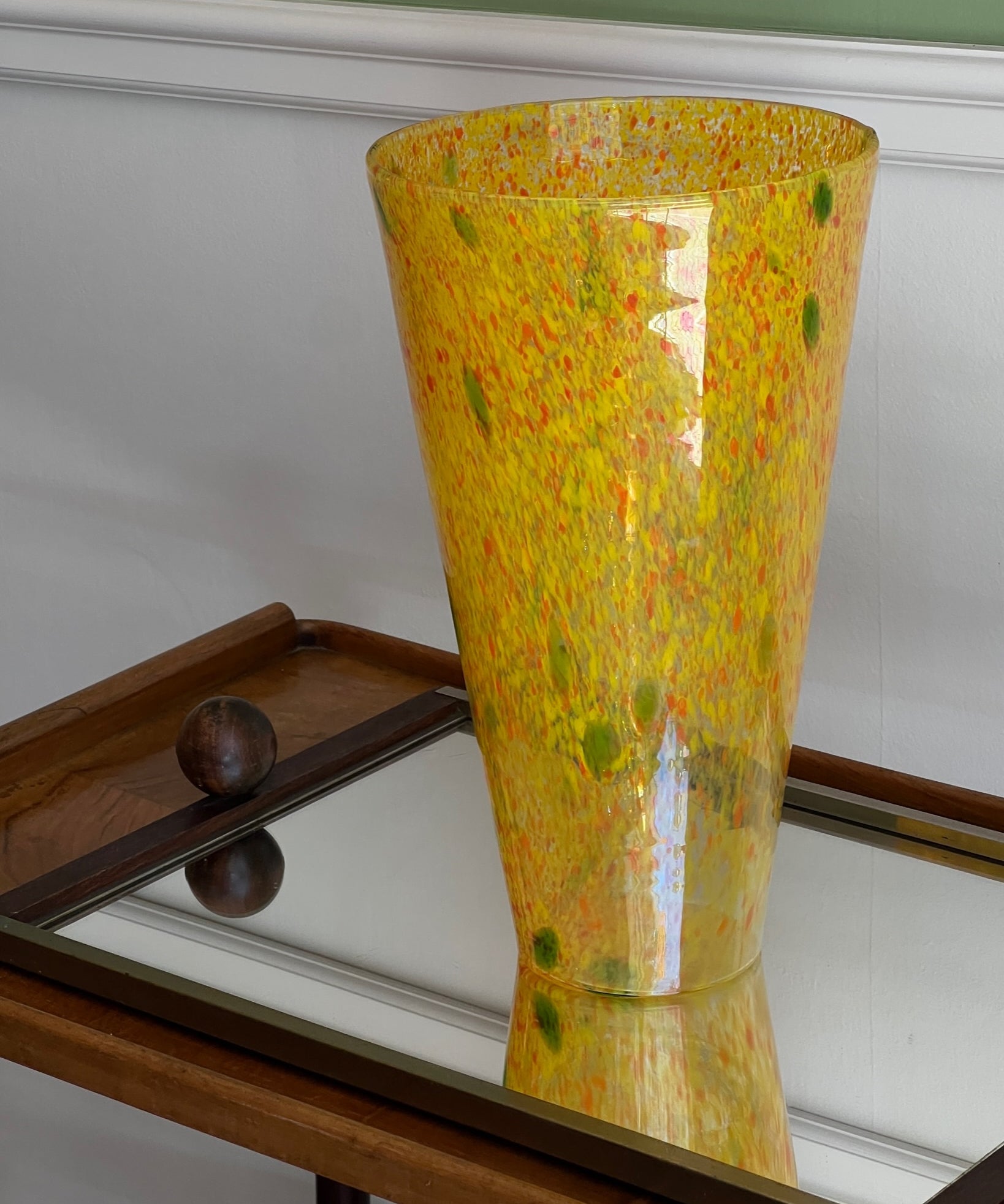 Vintage yellow/orange/green Murano vase