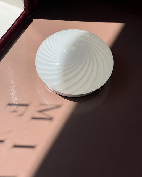 Vintage Murano white swirl ceiling/wall lamp (D30)