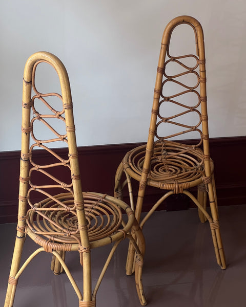 Vintage rattan/bamboo chair, Italy, 1960s (2 available)