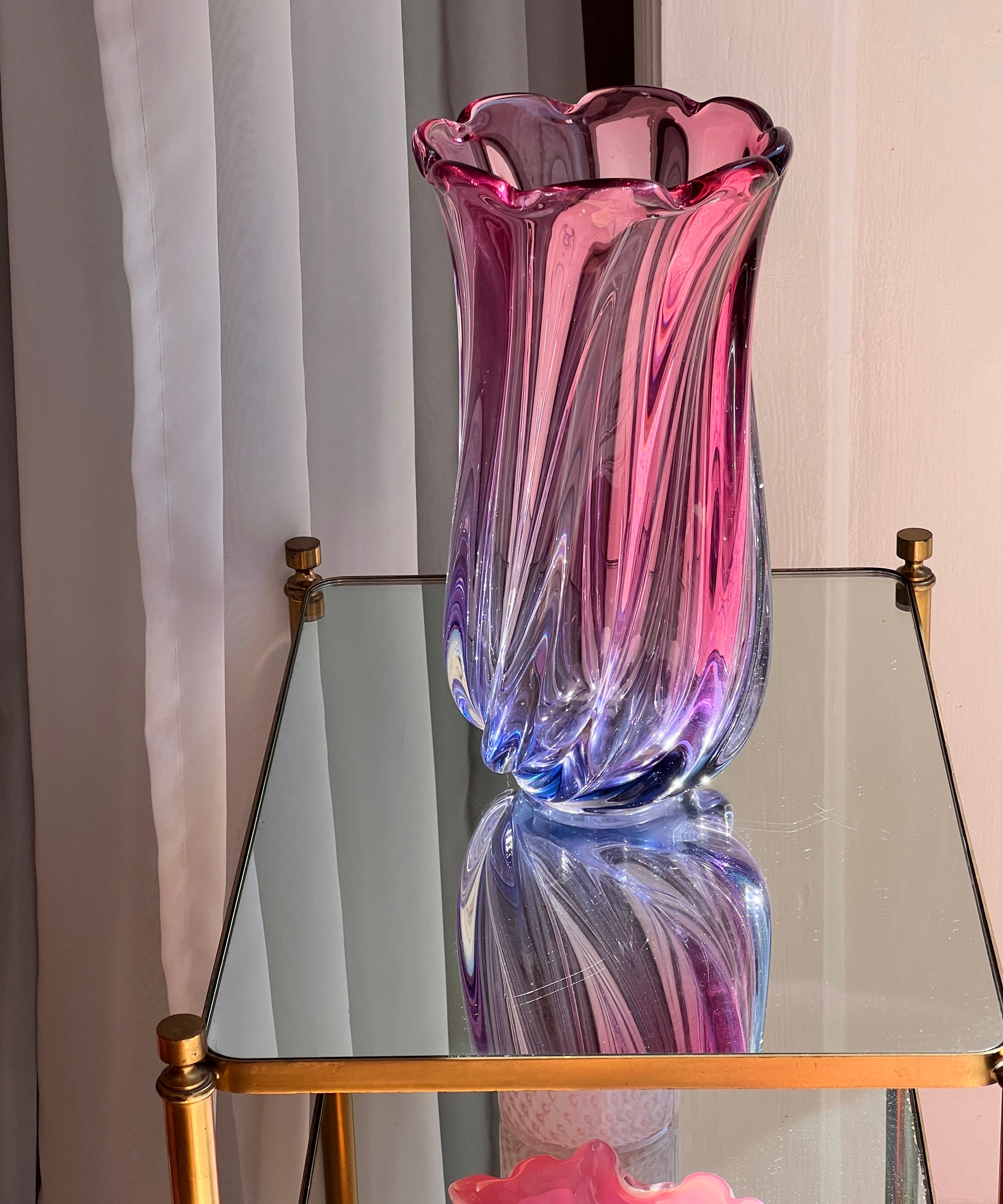 Large vintage pink/purple Murano vase