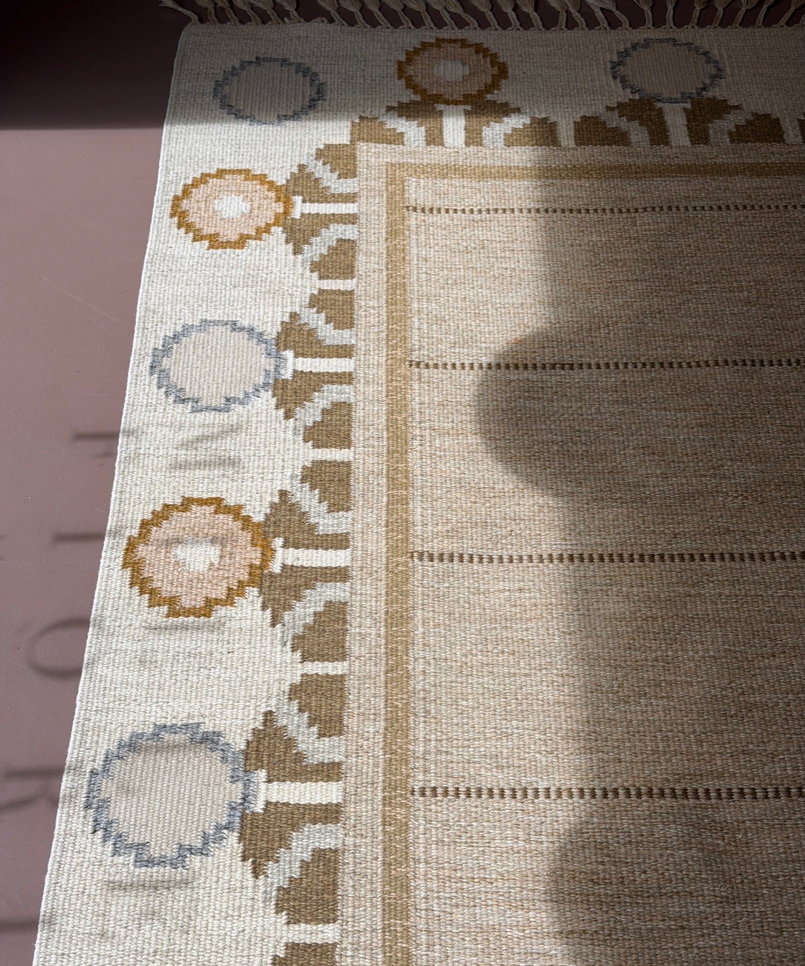 Vintage flat weave rug by Ingegerd Silow (IS)