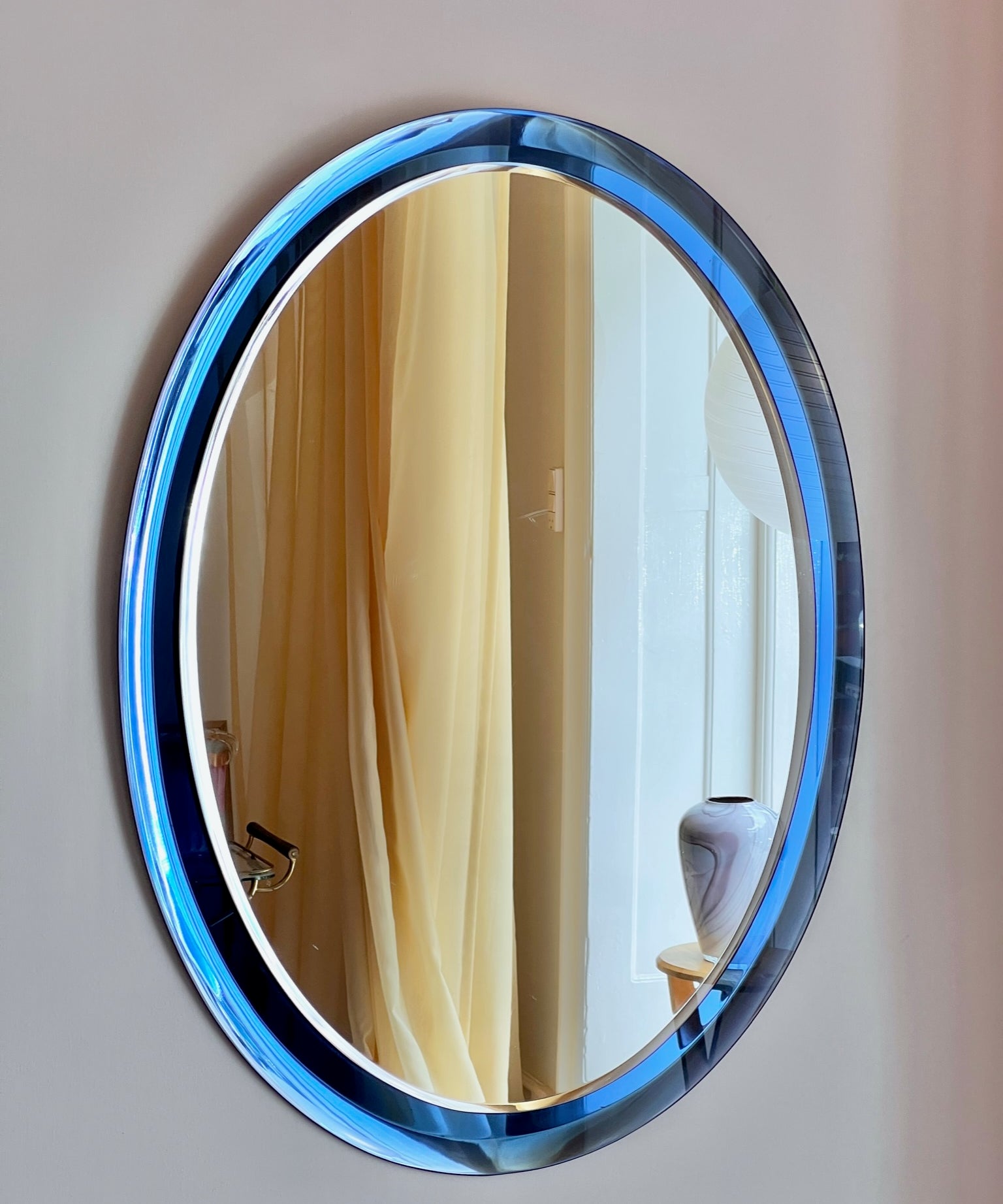 Vintage Italian mirror with blue mirror frame