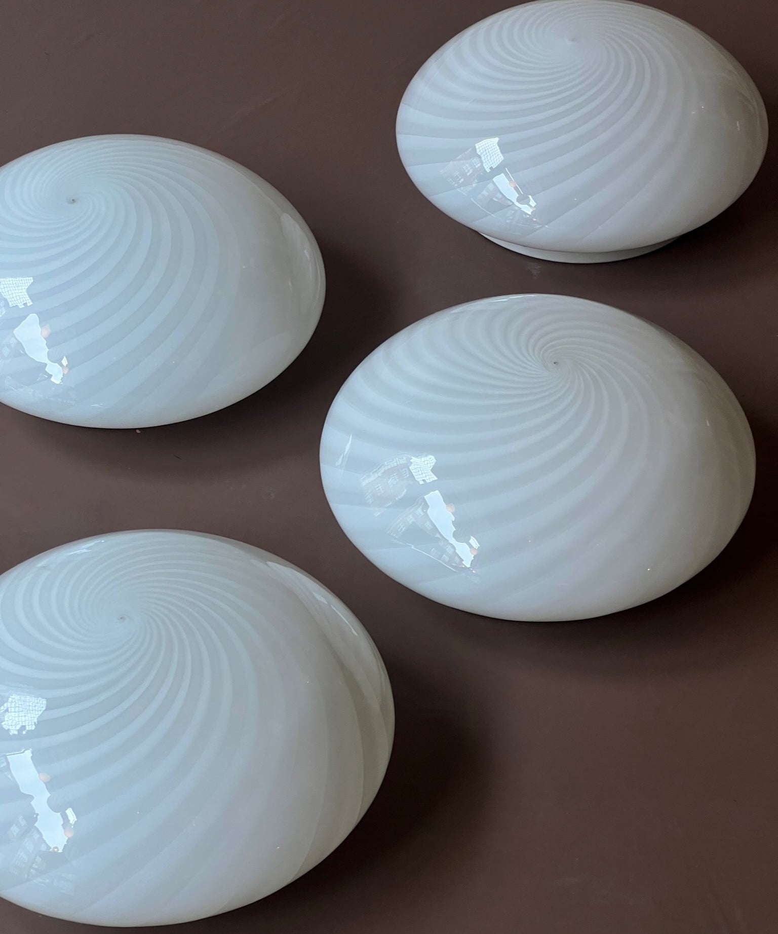 Vintage Murano white swirl ceiling/wall lamp (D30) (2 available)
