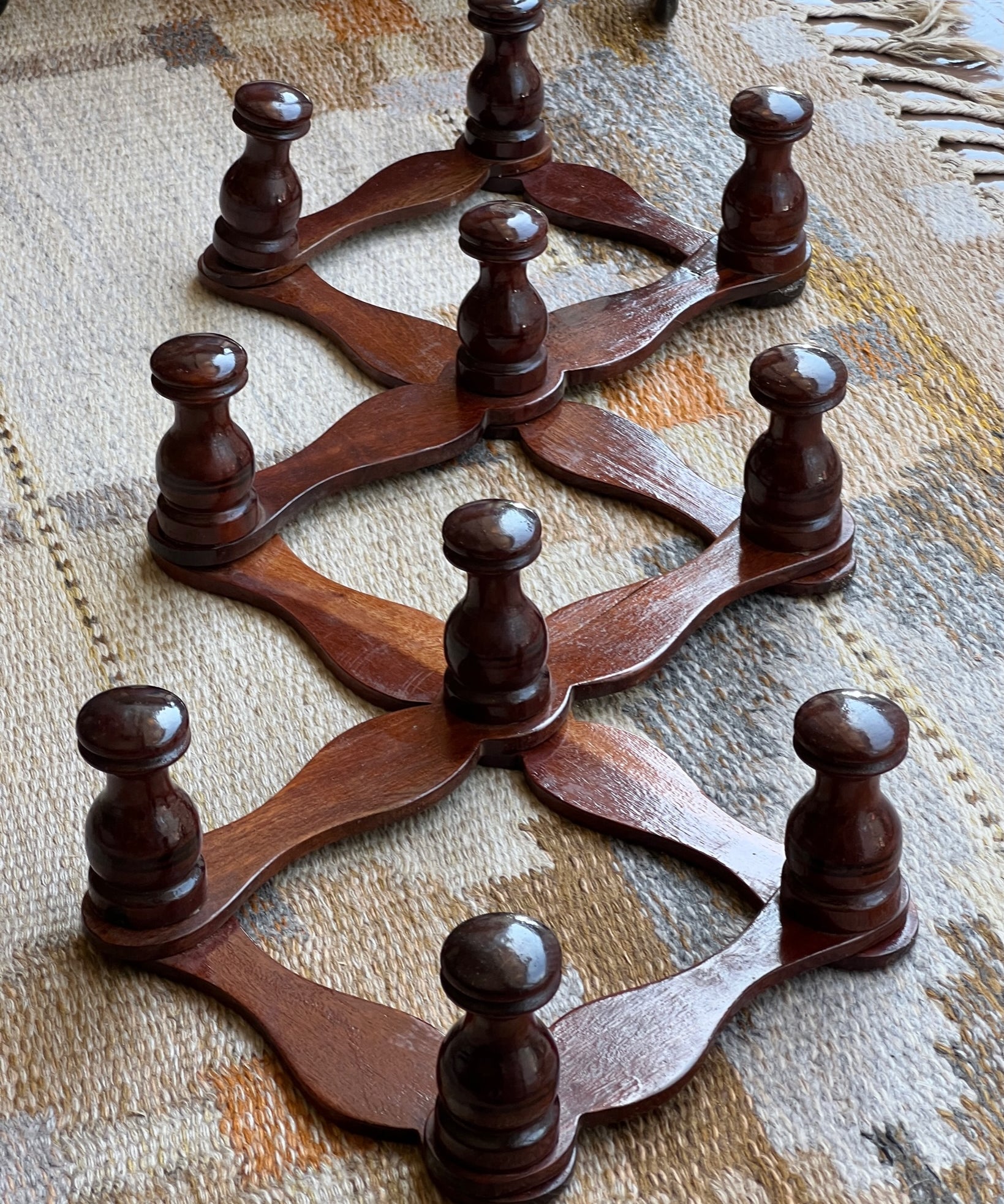 Vintage expandable wooden coat rack