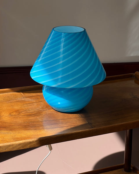 Mushroom table lamp - Blue swirl