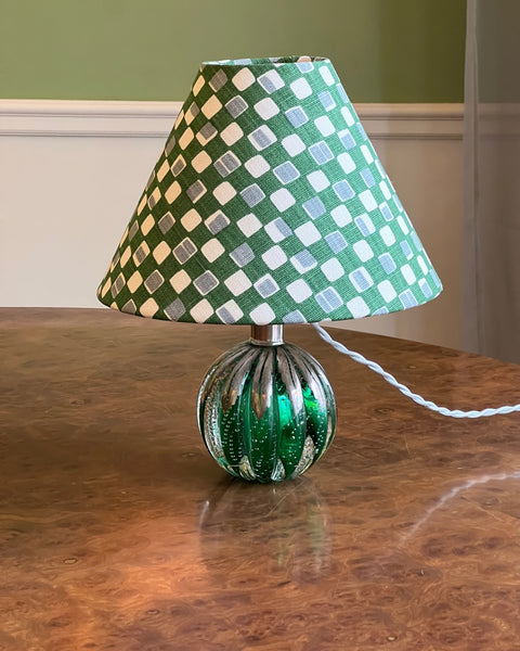 Vintage green/silver Murano table lamp (incl. lampshade) (2 available)
