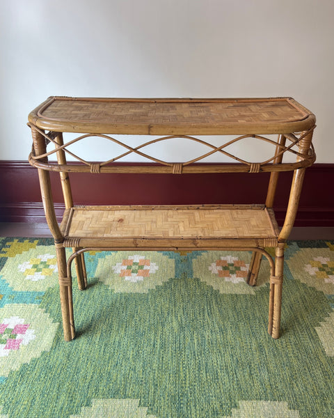 Vintage rattan console table