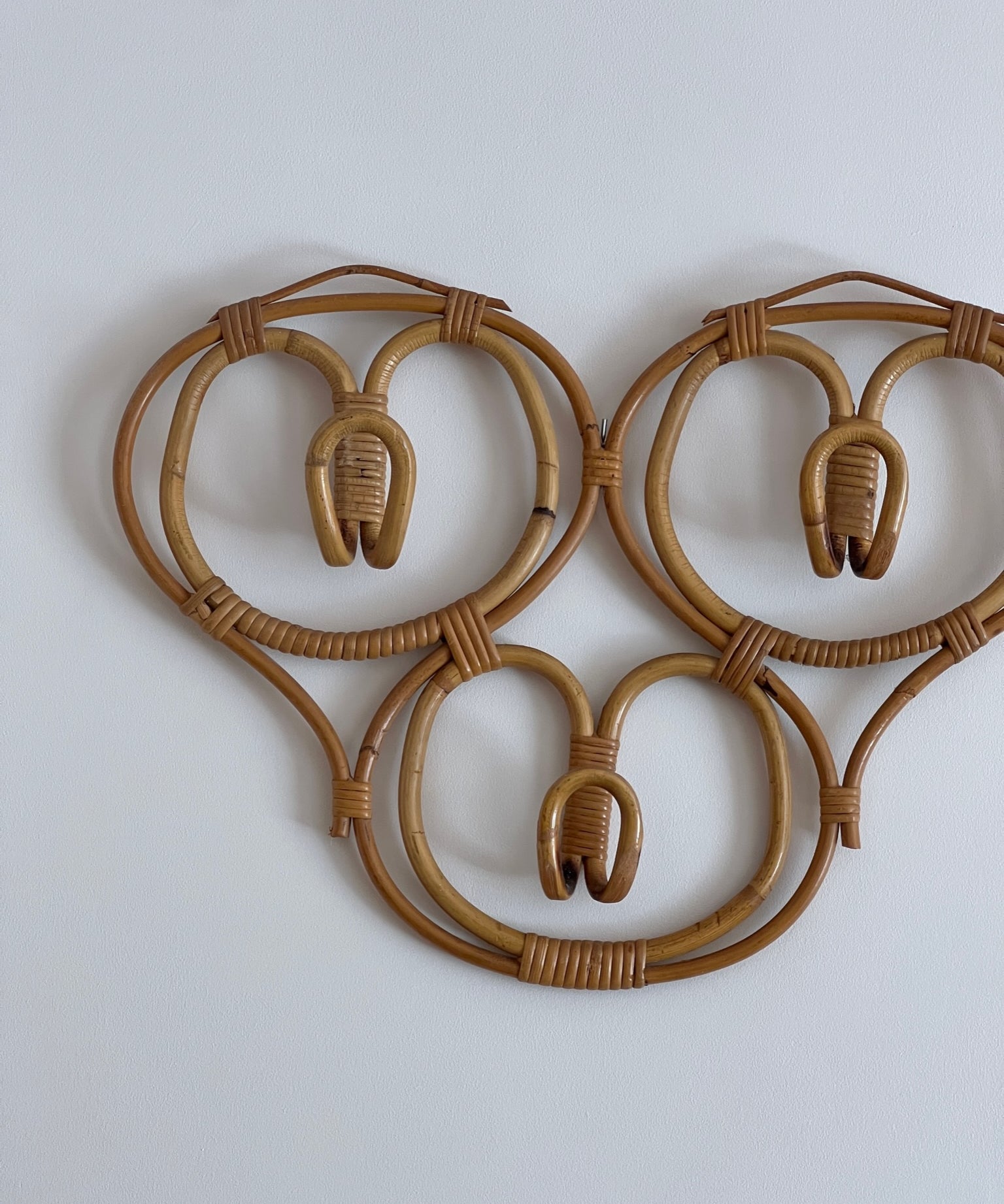 Vintage rattan coat rack