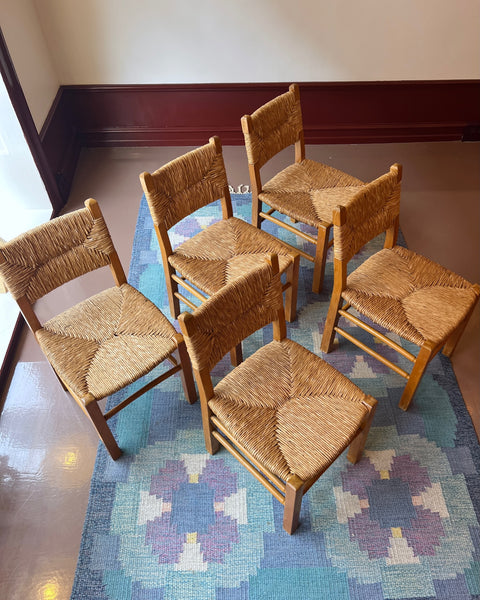 Vintage wicker and wood chair, Sweden, 1950s (5 available)