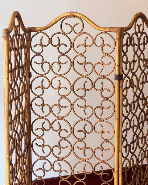 Vintage woven rattan room divider screen/paravant