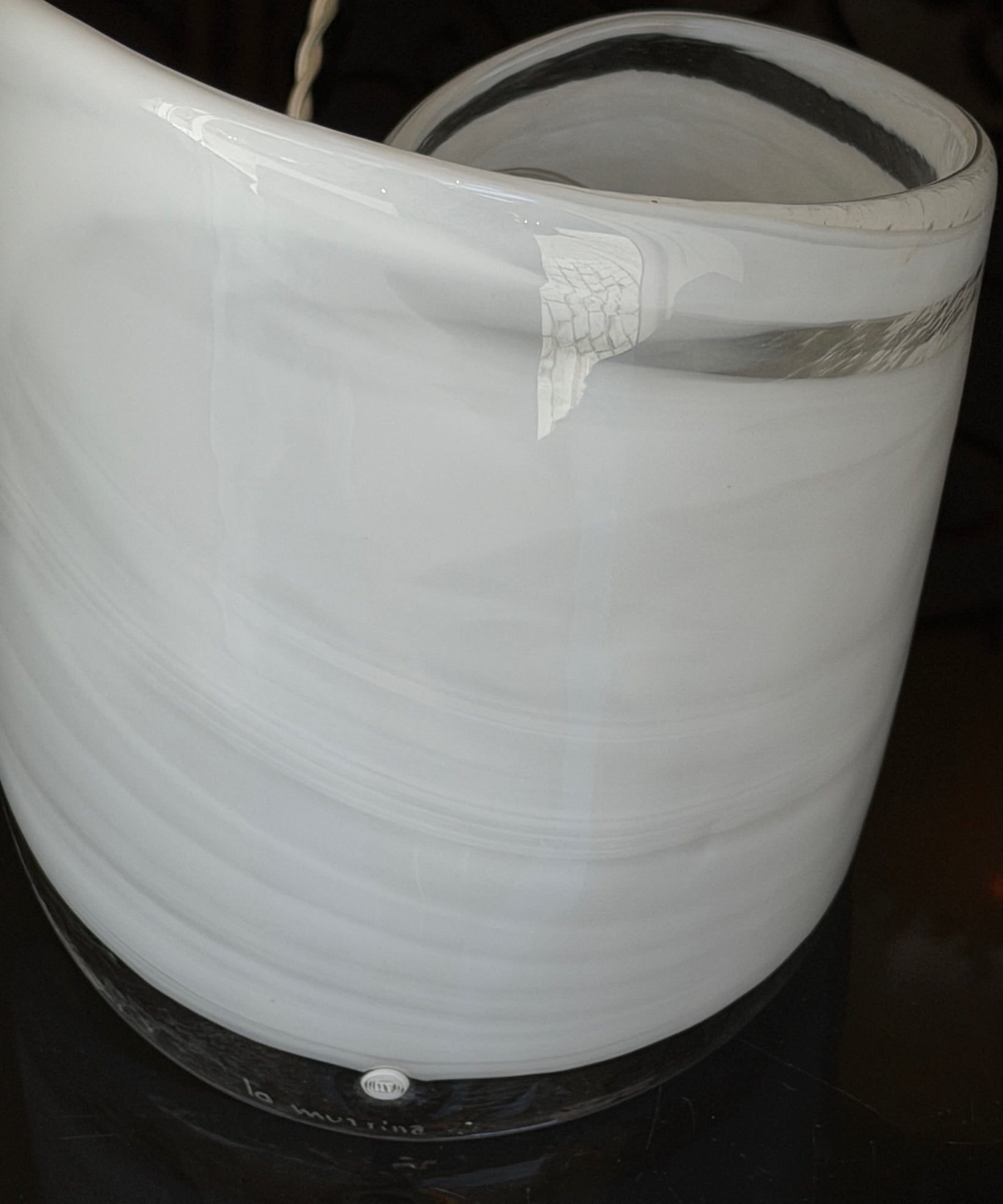 Vintage milky white Murano spiral table lamp