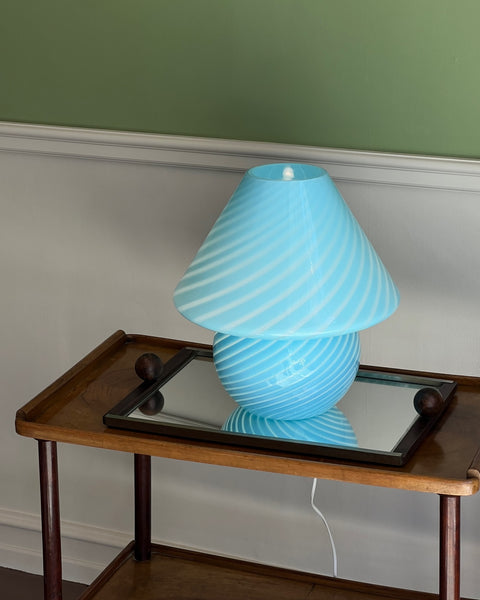 Mushroom table lamp - Light blue swirl (Large)