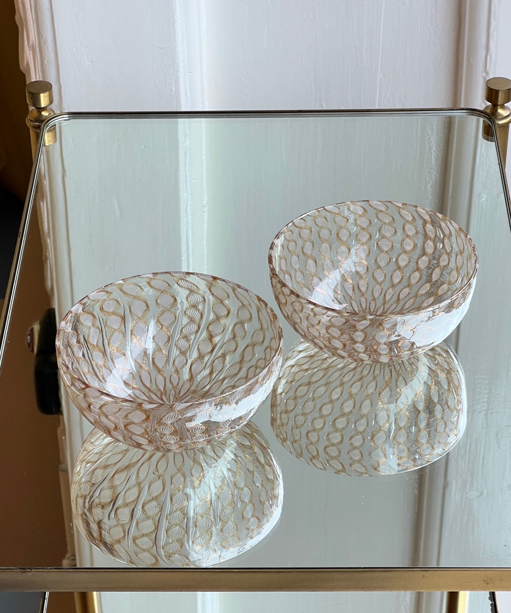 Vintage golden/white swirl Murano latticino bowl (1 available)