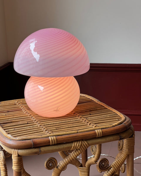Vintage bubblegum pink Murano mushroom table lamp