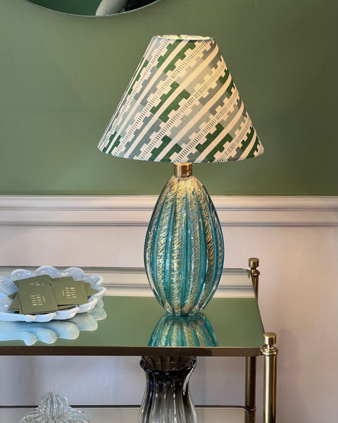 Large vintage blue/green Murano table lamp (incl lampshade)