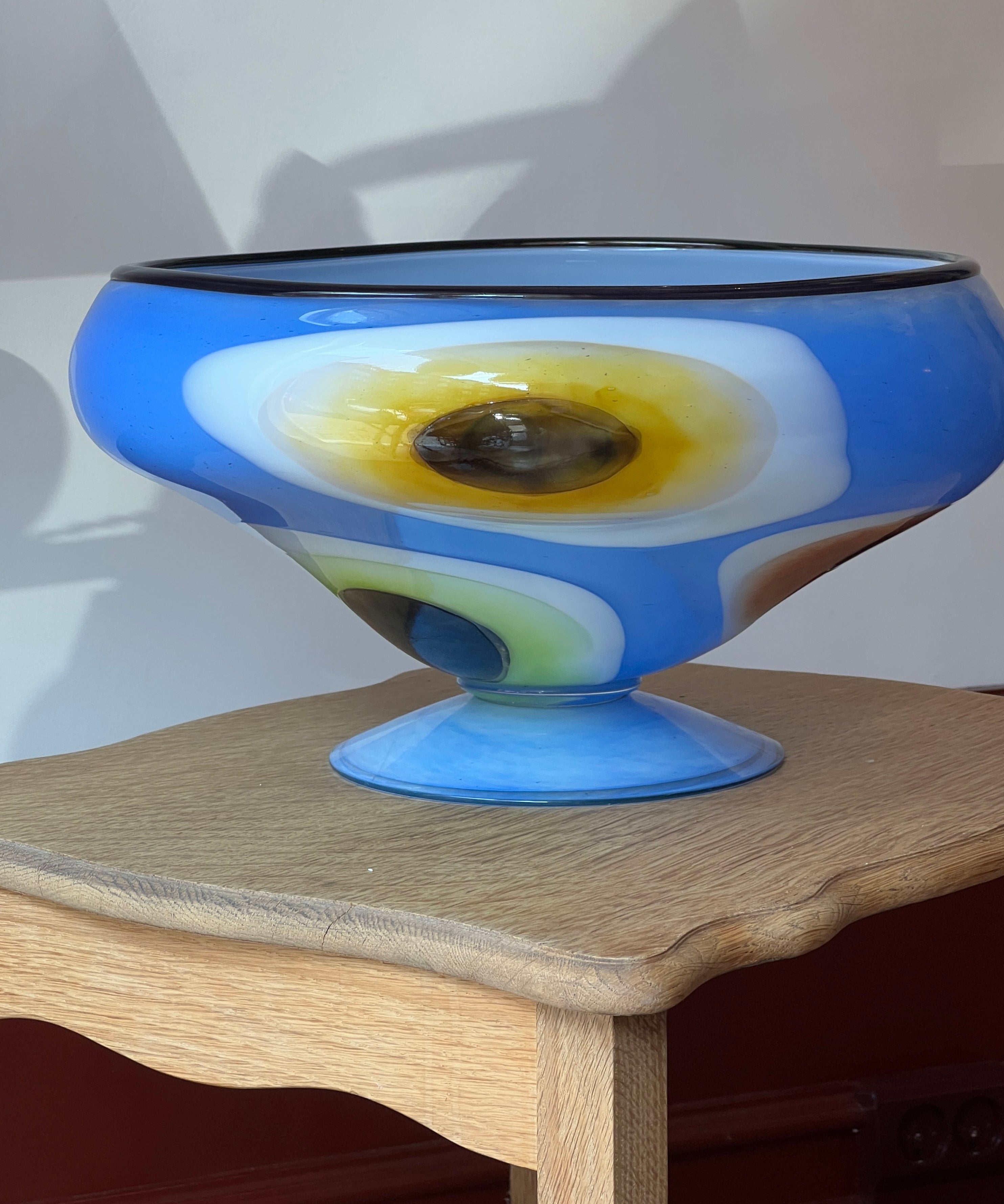 Large vintage blue Murano bowl