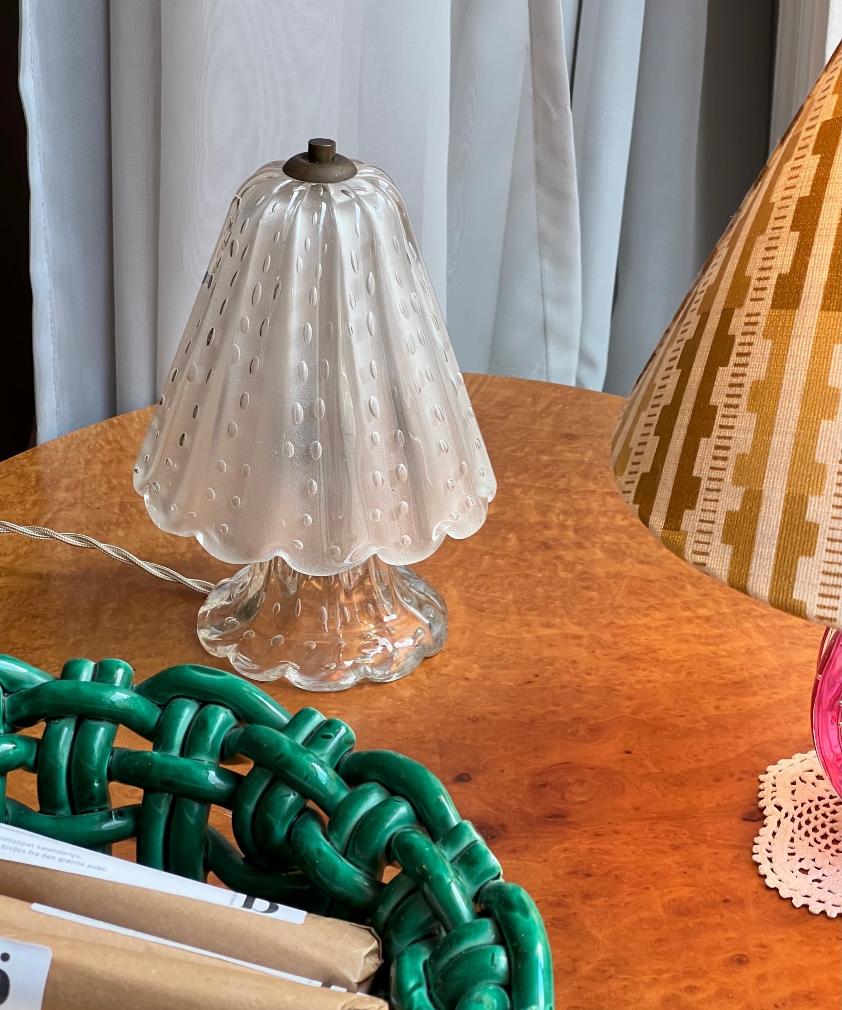 Vintage clear/frosted Murano table lamp