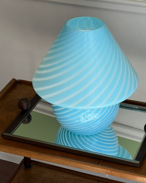 Mushroom table lamp - Light blue swirl (Large)