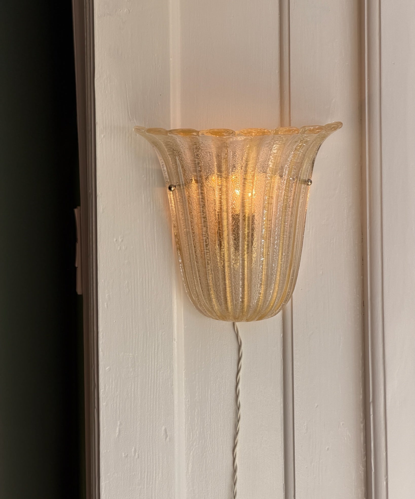 Vintage clear/golden Murano wall lamp (2 available)