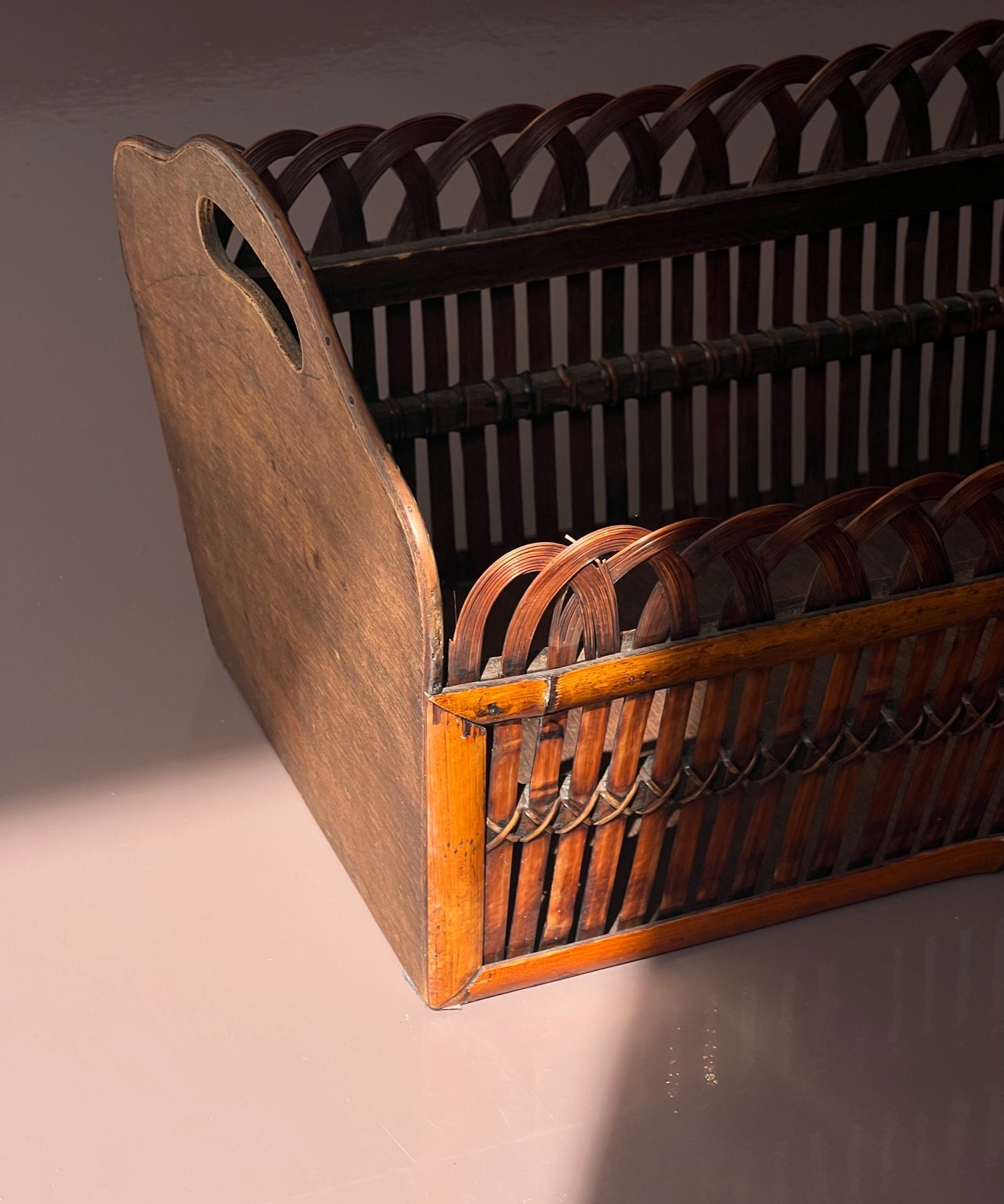 Vintage wicker and wood basket
