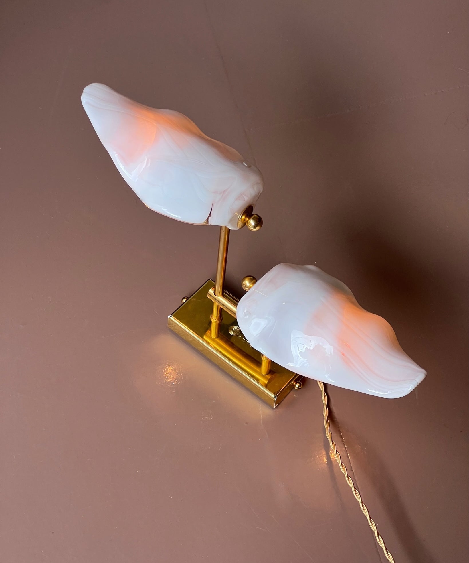 Vintage milky white/pink Murano double wall lamp