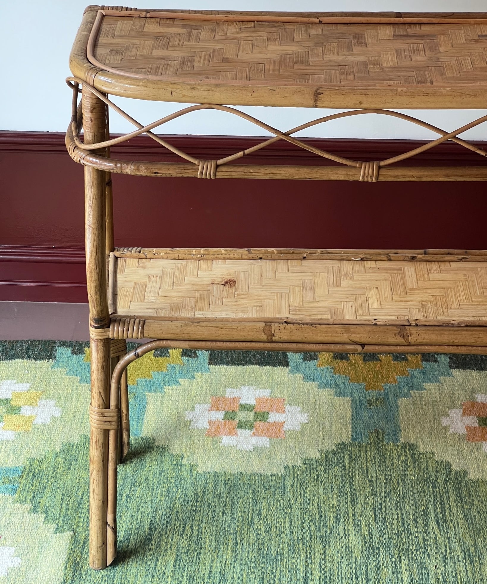 Vintage rattan console table