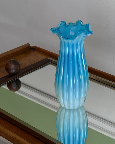 Vintage opal blue Murano vase