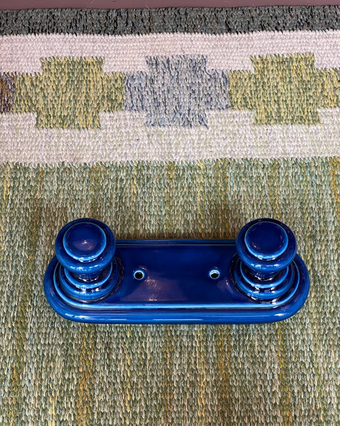 Vintage blue ceramic bathroom rack