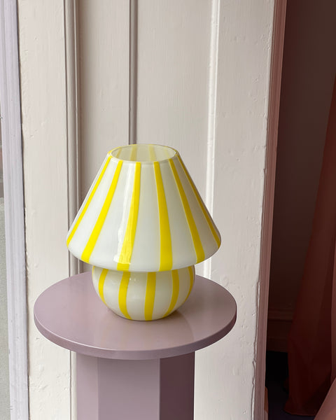 Mushroom table lamp - Yellow vertical stripes