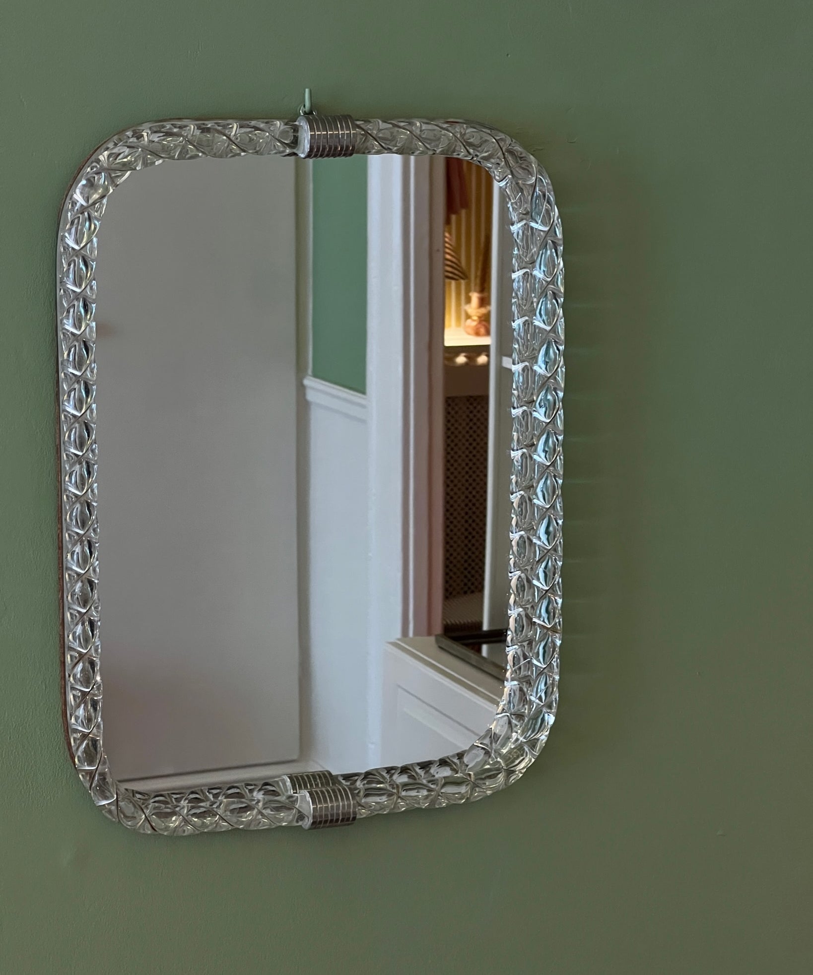 Vintage Italian mirror with twisted clear glass frame